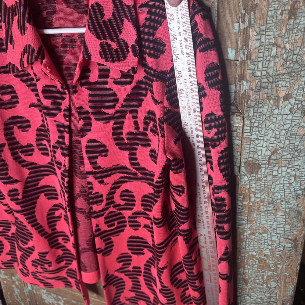 Ming Wang Pink Black Acrylic Knit Cardigan Jacket Medium?  No size tag. - Picture 3 of 5